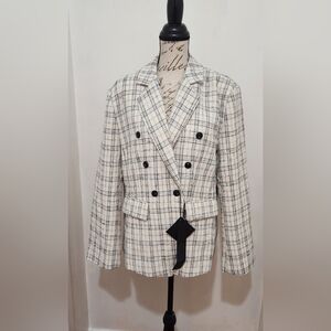 NWT Mina Self Tweed Plaid Blazer Jacket. Size XXL